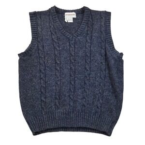 VTG‎ McGregor Blue Cable Knit Sweater Vest Wool Blend Mens Large USA Guam Made